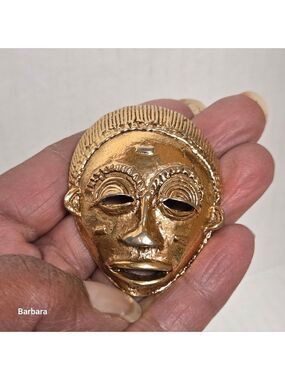 Vintage Gold-tone Akan Ghana Gulf Of Ghana Brooch